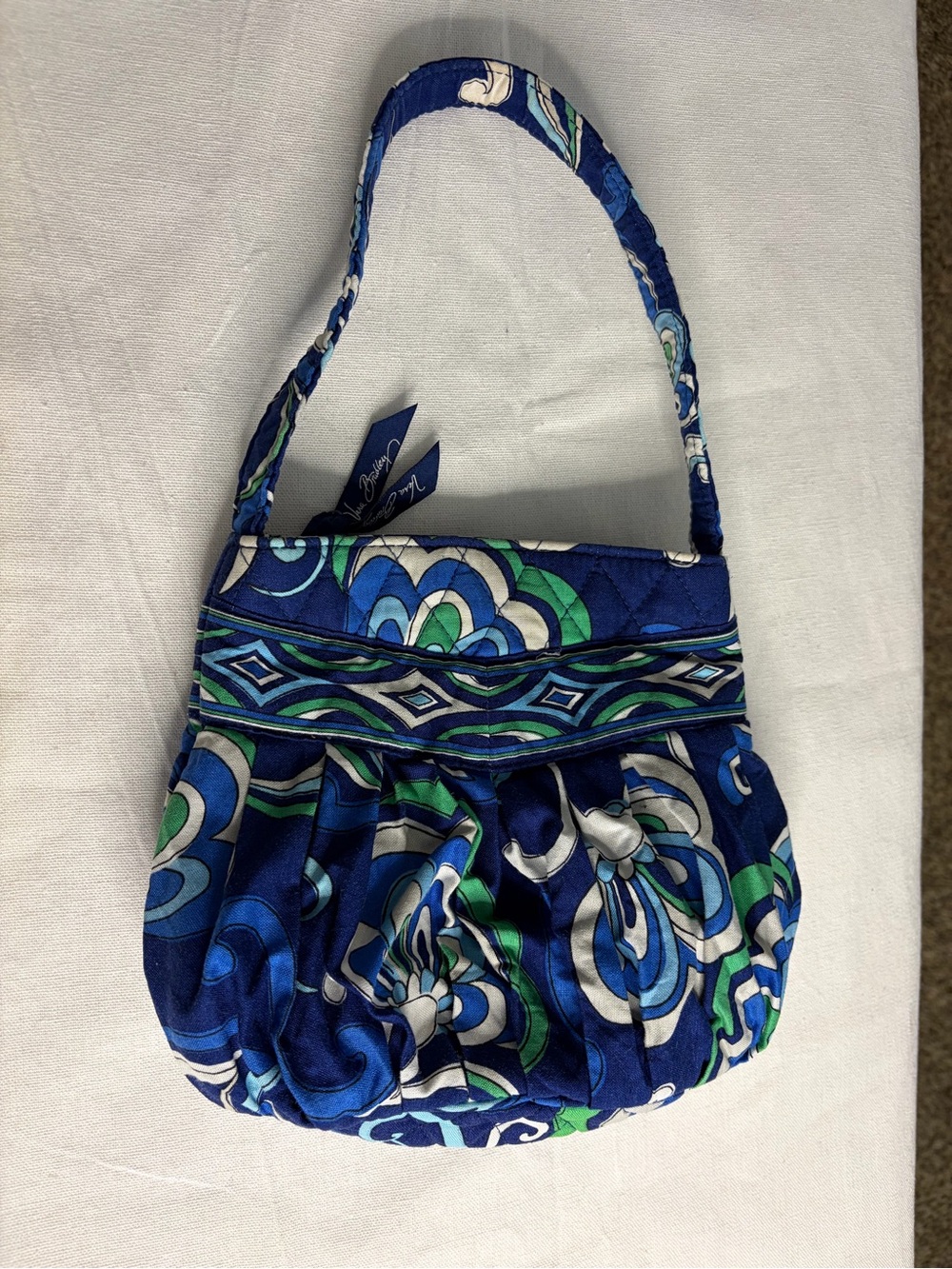 Vera Bradley Small Quilted Handbag Bag in Mediterranean Blue.